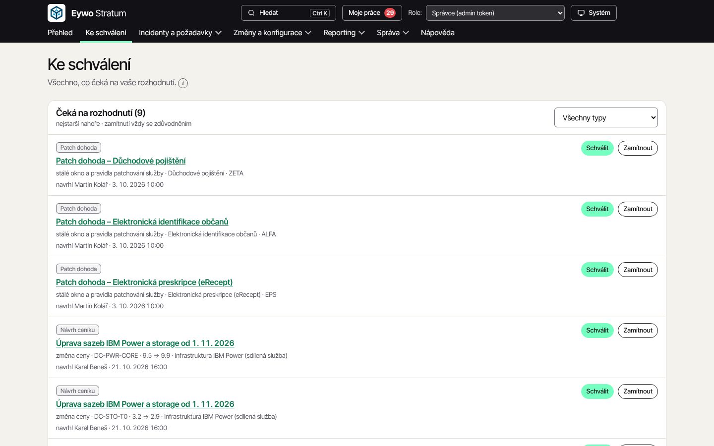 Illustrative screenshot: One approvals queue