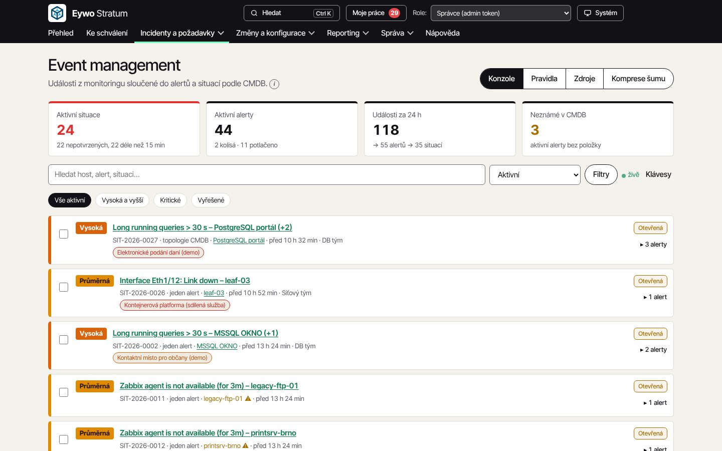 Illustrative screenshot: Event management