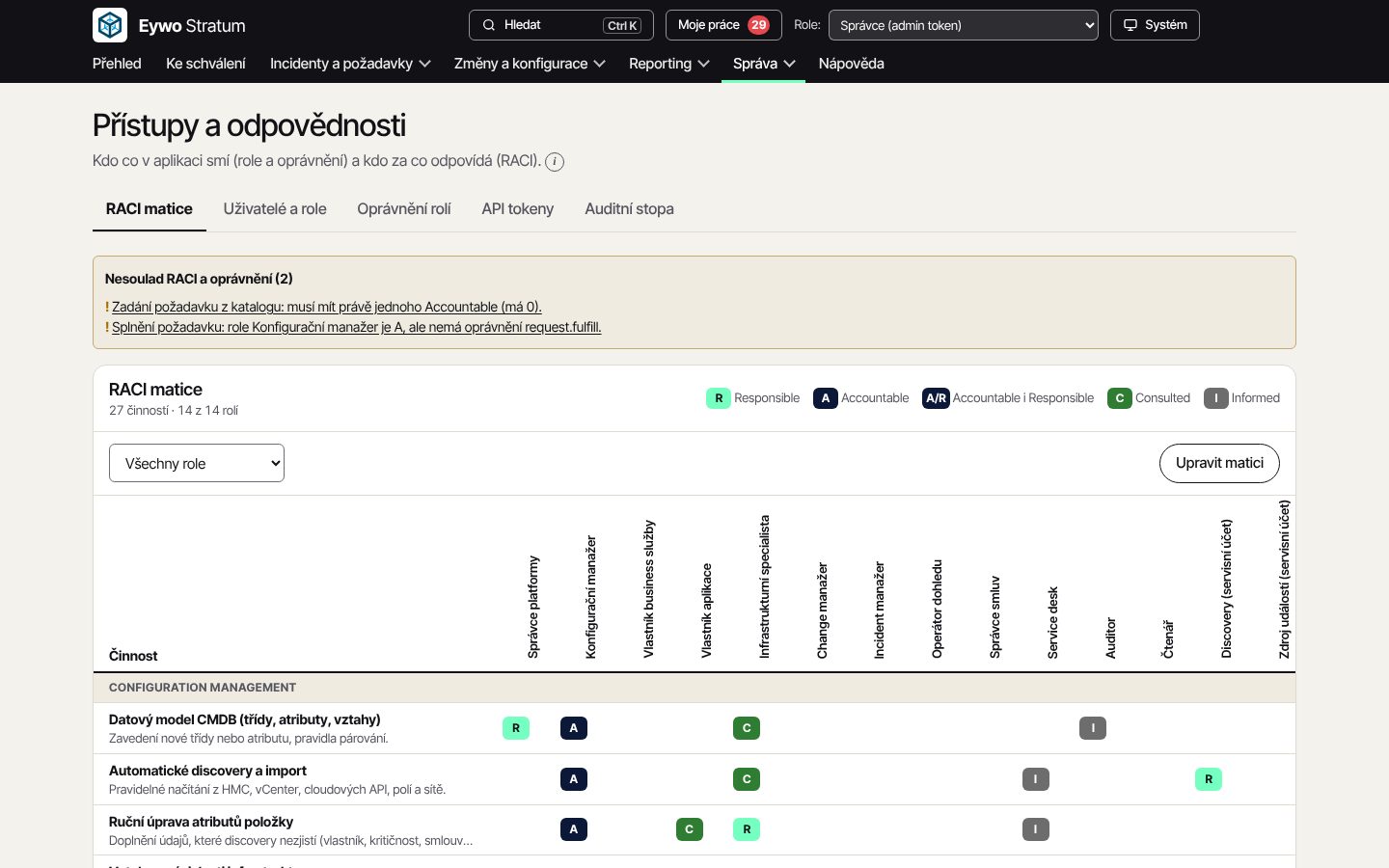 Illustrative screenshot: Governance, security and audit