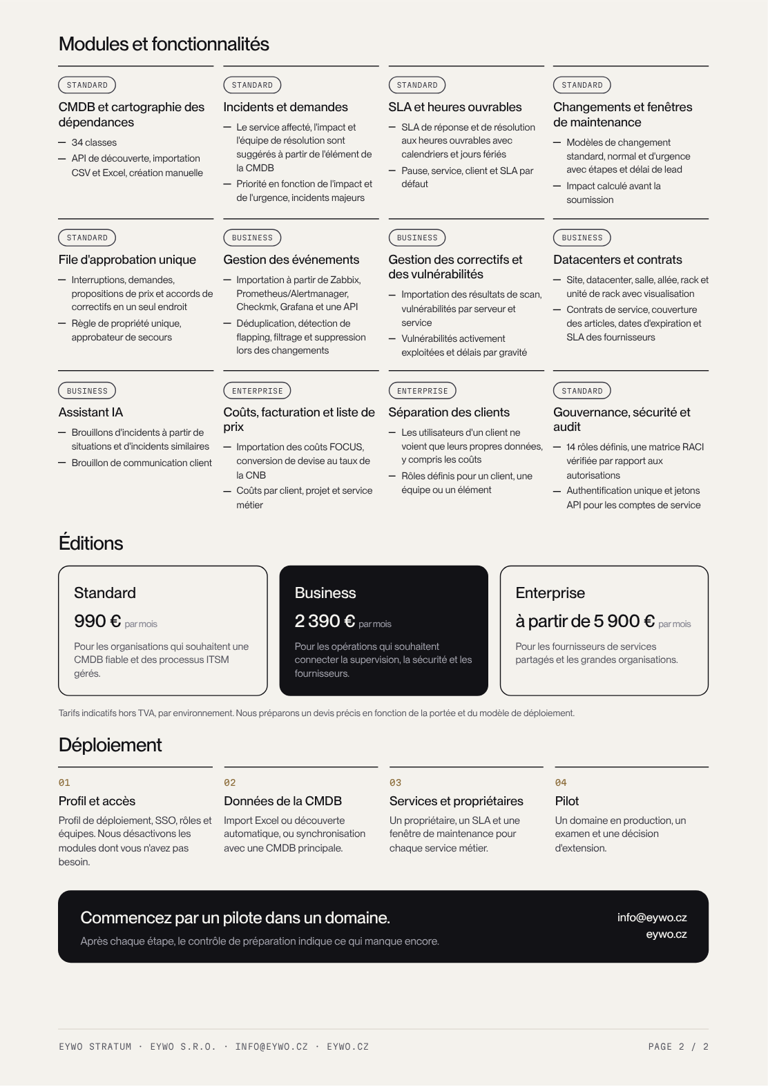 Aperçu de la deuxième page de la fiche technique