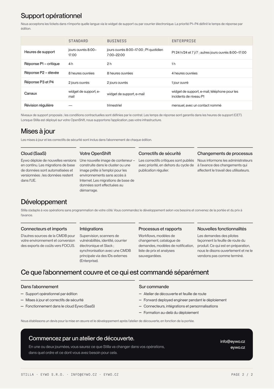 Aperçu de la deuxième page de la fiche technique des services